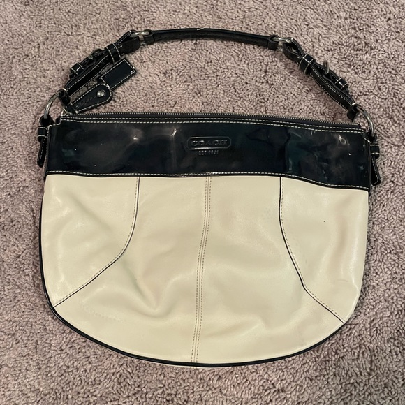 White and Black Coach Purse - Picture 1 of 3